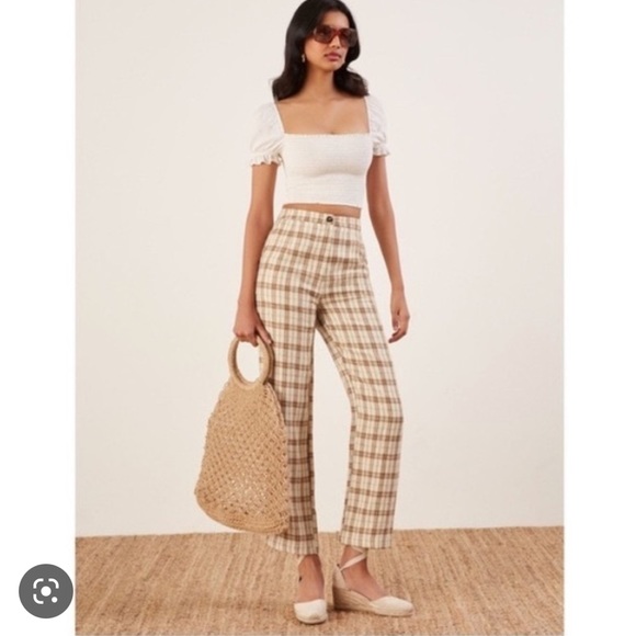 Reformation Verano Plaid Linen Pants - Picture 2 of 6